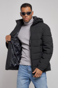 Оптом Куртка спортивная мужская зимняя с капюшоном черного цвета 8357Ch, фото 8