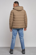 Оптом Куртка спортивная мужская зимняя с капюшоном коричневого цвета 8357K в Перми, фото 4