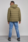 Оптом Куртка спортивная мужская зимняя с капюшоном цвета хаки 8357Kh во Владивостоке, фото 4