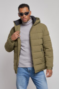 Оптом Куртка спортивная мужская зимняя с капюшоном цвета хаки 8357Kh, фото 8