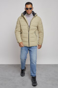 Оптом Куртка спортивная мужская зимняя с капюшоном светло-зеленого цвета 8357ZS в Омске, фото 10