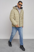 Оптом Куртка спортивная мужская зимняя с капюшоном светло-зеленого цвета 8357ZS, фото 12