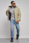 Оптом Куртка спортивная мужская зимняя с капюшоном светло-зеленого цвета 8357ZS, фото 13