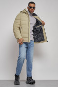 Оптом Куртка спортивная мужская зимняя с капюшоном светло-зеленого цвета 8357ZS, фото 14