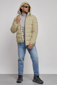 Оптом Куртка спортивная мужская зимняя с капюшоном светло-зеленого цвета 8357ZS в Казани, фото 6