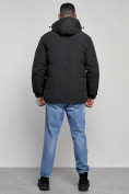 Оптом Куртка спортивная мужская зимняя с капюшоном черного цвета 8360Ch, фото 4