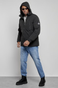 Оптом Куртка спортивная мужская зимняя с капюшоном черного цвета 8360Ch, фото 6
