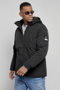 Оптом Куртка спортивная мужская зимняя с капюшоном черного цвета 8360Ch в Казани, фото 8