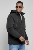 Оптом Куртка спортивная мужская зимняя с капюшоном черного цвета 8360Ch, фото 9