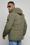Оптом Куртка спортивная мужская зимняя с капюшоном цвета хаки 8360Kh в Перми, фото 10