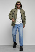 Оптом Куртка спортивная мужская зимняя с капюшоном цвета хаки 8360Kh в Челябинске, фото 20