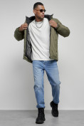 Оптом Куртка спортивная мужская зимняя с капюшоном цвета хаки 8360Kh, фото 21