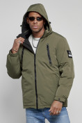 Оптом Куртка спортивная мужская зимняя с капюшоном цвета хаки 8360Kh, фото 5