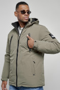 Оптом Куртка спортивная мужская зимняя с капюшоном серого цвета 8360Sr в Перми, фото 11