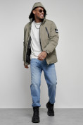 Оптом Куртка спортивная мужская зимняя с капюшоном серого цвета 8360Sr, фото 15