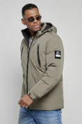 Оптом Куртка спортивная мужская зимняя с капюшоном серого цвета 8360Sr в Самаре, фото 8