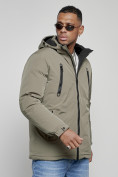 Оптом Куртка спортивная мужская зимняя с капюшоном серого цвета 8360Sr, фото 9