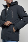 Оптом Куртка спортивная мужская зимняя с капюшоном темно-синего цвета 8360TS, фото 12