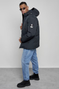 Оптом Куртка спортивная мужская зимняя с капюшоном темно-синего цвета 8360TS, фото 15