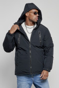 Оптом Куртка спортивная мужская зимняя с капюшоном темно-синего цвета 8360TS, фото 5