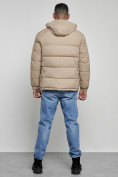 Оптом Куртка спортивная мужская зимняя с капюшоном бежевого цвета 8362B, фото 4