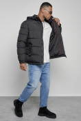 Оптом Куртка спортивная мужская зимняя с капюшоном черного цвета 8362Ch, фото 15