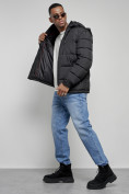 Оптом Куртка спортивная мужская зимняя с капюшоном черного цвета 8362Ch, фото 17