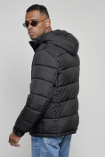 Оптом Куртка спортивная мужская зимняя с капюшоном черного цвета 8362Ch, фото 9