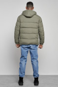 Оптом Куртка спортивная мужская зимняя с капюшоном цвета хаки 8362Kh, фото 4