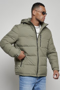 Оптом Куртка спортивная мужская зимняя с капюшоном цвета хаки 8362Kh, фото 8