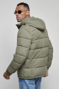 Оптом Куртка спортивная мужская зимняя с капюшоном цвета хаки 8362Kh, фото 9