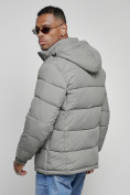Оптом Куртка спортивная мужская зимняя с капюшоном серого цвета 8362Sr в Перми, фото 10