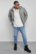 Оптом Куртка спортивная мужская зимняя с капюшоном серого цвета 8362Sr, фото 16