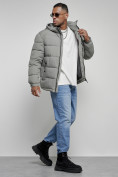 Оптом Куртка спортивная мужская зимняя с капюшоном серого цвета 8362Sr, фото 19