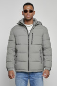 Оптом Куртка спортивная мужская зимняя с капюшоном серого цвета 8362Sr, фото 7