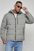 Оптом Куртка спортивная мужская зимняя с капюшоном серого цвета 8362Sr в Уфе, фото 9