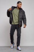 Оптом Куртка мужская зимняя с капюшоном спортивная великан черного цвета 8377Ch, фото 11