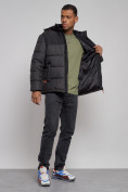 Оптом Куртка мужская зимняя с капюшоном спортивная великан черного цвета 8377Ch в Перми, фото 12