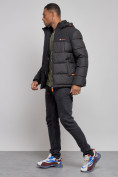 Оптом Куртка мужская зимняя с капюшоном спортивная великан черного цвета 8377Ch, фото 2