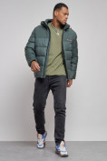Оптом Куртка мужская зимняя с капюшоном спортивная великан цвета хаки 8377Kh, фото 11