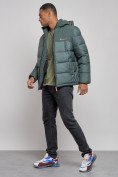 Оптом Куртка мужская зимняя с капюшоном спортивная великан цвета хаки 8377Kh в Сочи, фото 2