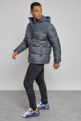Оптом Куртка мужская зимняя с капюшоном спортивная великан серого цвета 8377Sr, фото 10
