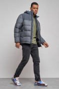 Оптом Куртка мужская зимняя с капюшоном спортивная великан серого цвета 8377Sr, фото 12
