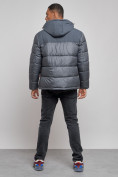 Оптом Куртка мужская зимняя с капюшоном спортивная великан серого цвета 8377Sr, фото 4