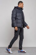 Оптом Куртка мужская зимняя с капюшоном спортивная великан темно-синего цвета 8377TS, фото 3