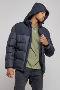 Оптом Куртка мужская зимняя с капюшоном спортивная великан темно-синего цвета 8377TS, фото 6