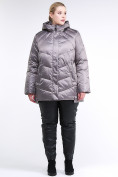 Оптом Куртка зимняя женская стеганная коричневого цвета 85-923_48K в Екатеринбурге