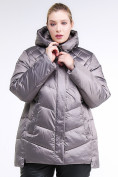 Оптом Куртка зимняя женская стеганная коричневого цвета 85-923_48K в Сочи, фото 2