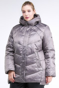 Оптом Куртка зимняя женская стеганная коричневого цвета 85-923_48K в Самаре, фото 3