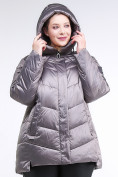 Оптом Куртка зимняя женская стеганная коричневого цвета 85-923_48K в Сочи, фото 5